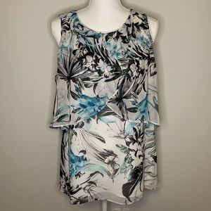 WHBM sleeveless tropical floral blouse